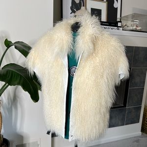 Authentic Vintage Mongolian Lamb Fur & Leather Vest.